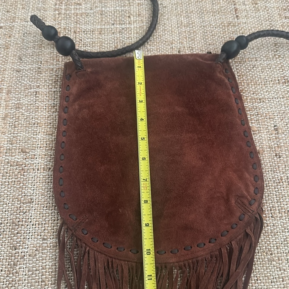 Lucky Brand Foxy Lady Fringe Brown Suede Crossbody Purse Bag - Picture 11 of 11